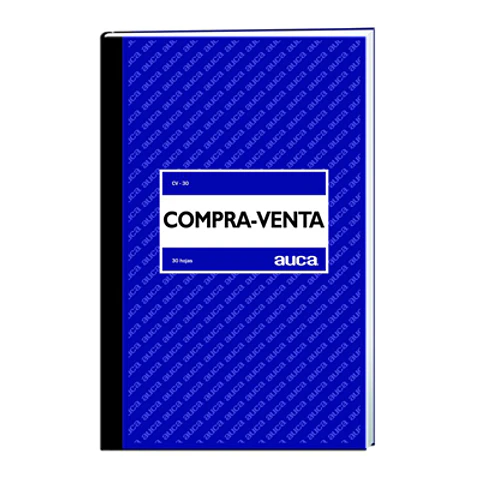 LIBRO COMPRA VENTA AUCA 30 HOJAS COLOR AZUL MODELO CV-30