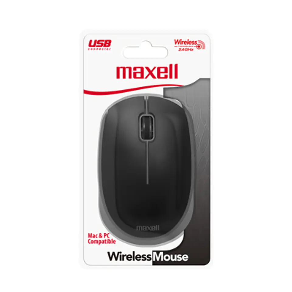 MOUSE INALÁMBRICO MAXELL USB NEGRO/GRIS PILA INCLUIDA 1