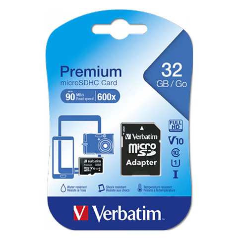 MEMORIA VERBATIM 32GB CLASE 10 LECTURA 90MB/S ADAPTADOR