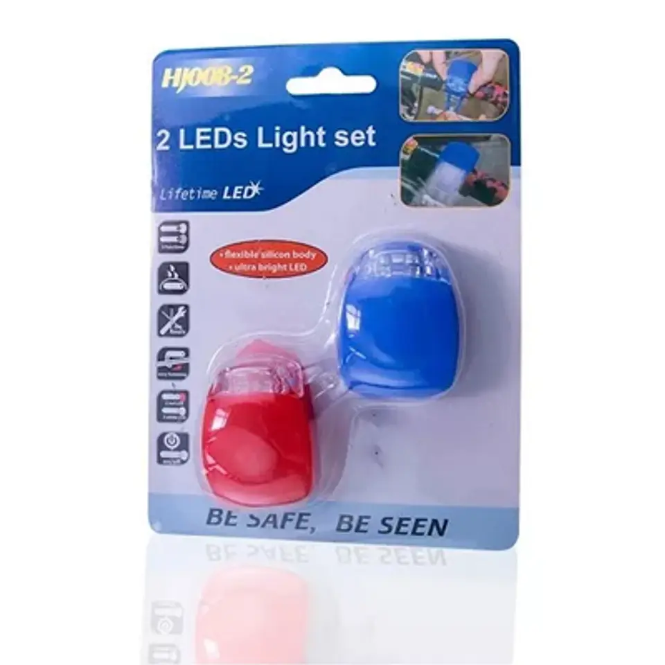 LUZ BICICLETA FRONT/BACK CINCOTECH HJ008-2 LED SILICONA 1