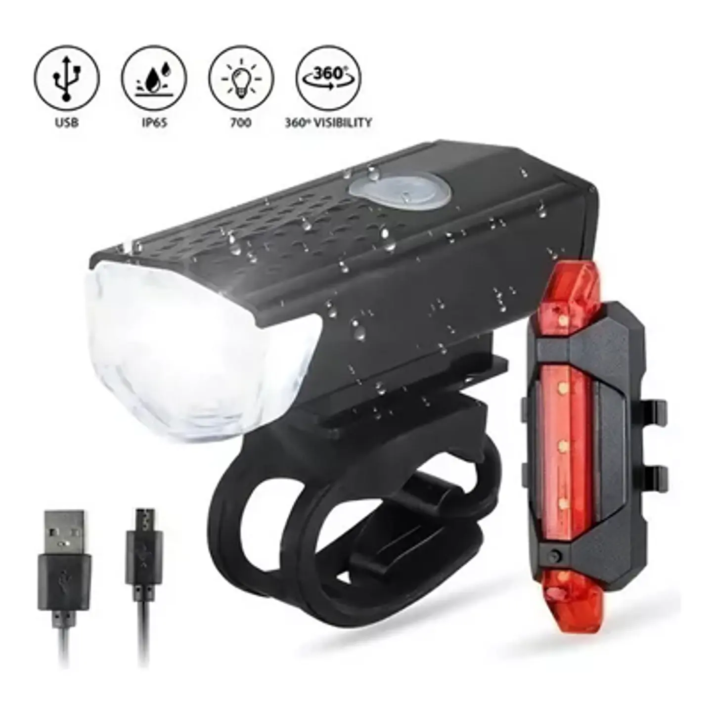 LUZ BICICLETA USB FRONT/BACK RECARGABLE Y 3 MODOS 1
