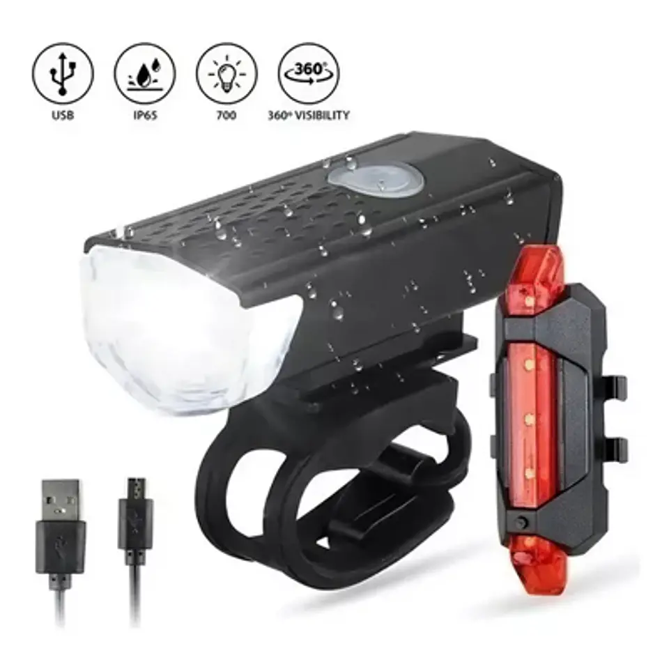 LUZ BICICLETA USB FRONT/BACK RECARGABLE Y 3 MODOS 1