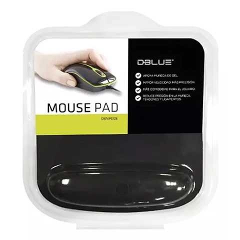 MOUSE PAD GEL APOYA MUÑECA CUADRADO NEGRO