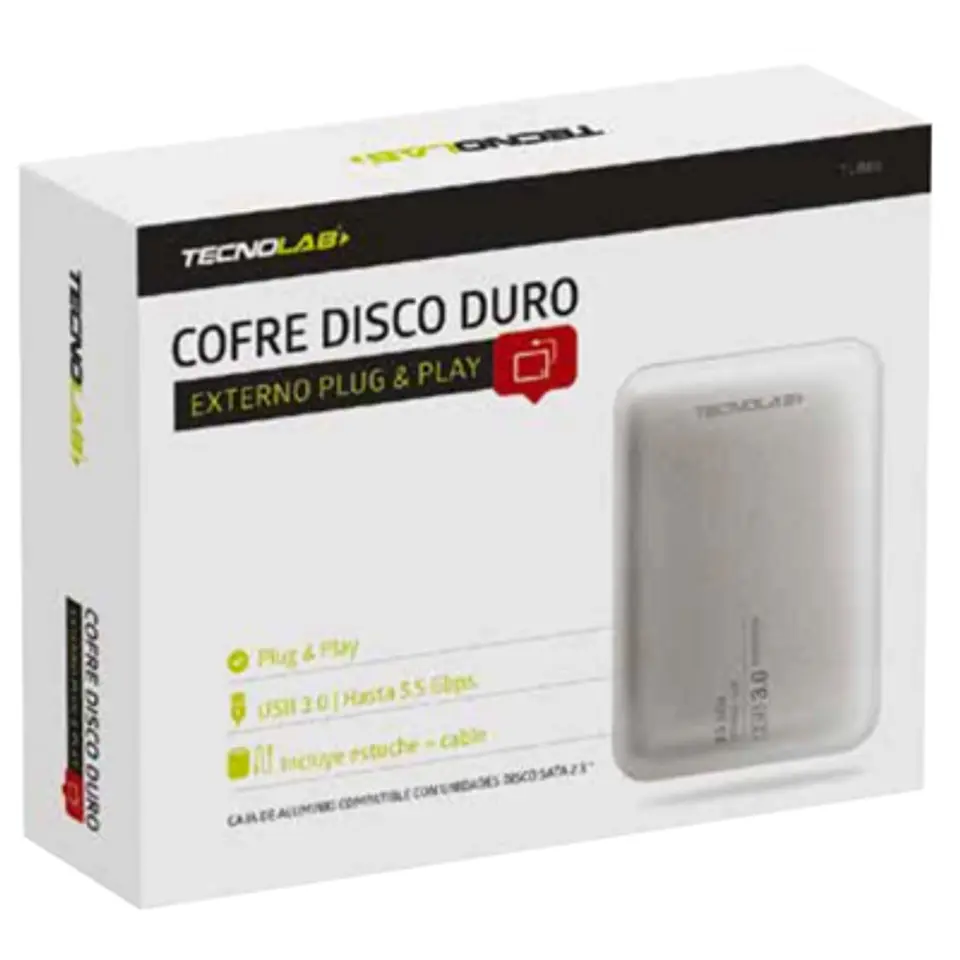 COFRE TECNOLAB METÁLICO SATA 2.5 USB 3.0 HASTA 2TB 2