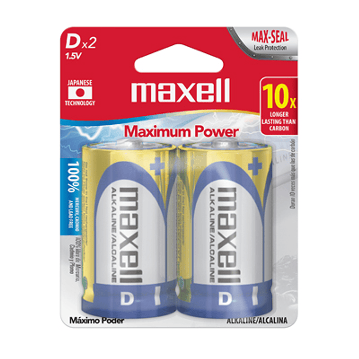 PILAS ALCALINAS D X2 MAXELL - POTENCIA PARA MAYOR CONSUMO 1