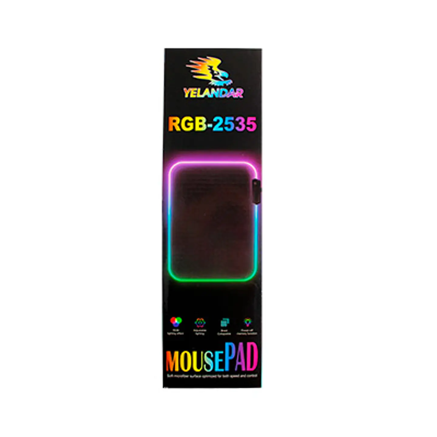 MOUSE PAD GAMER RGB YELANDAR 35X25CM NEGRO CON LUZ LED 2