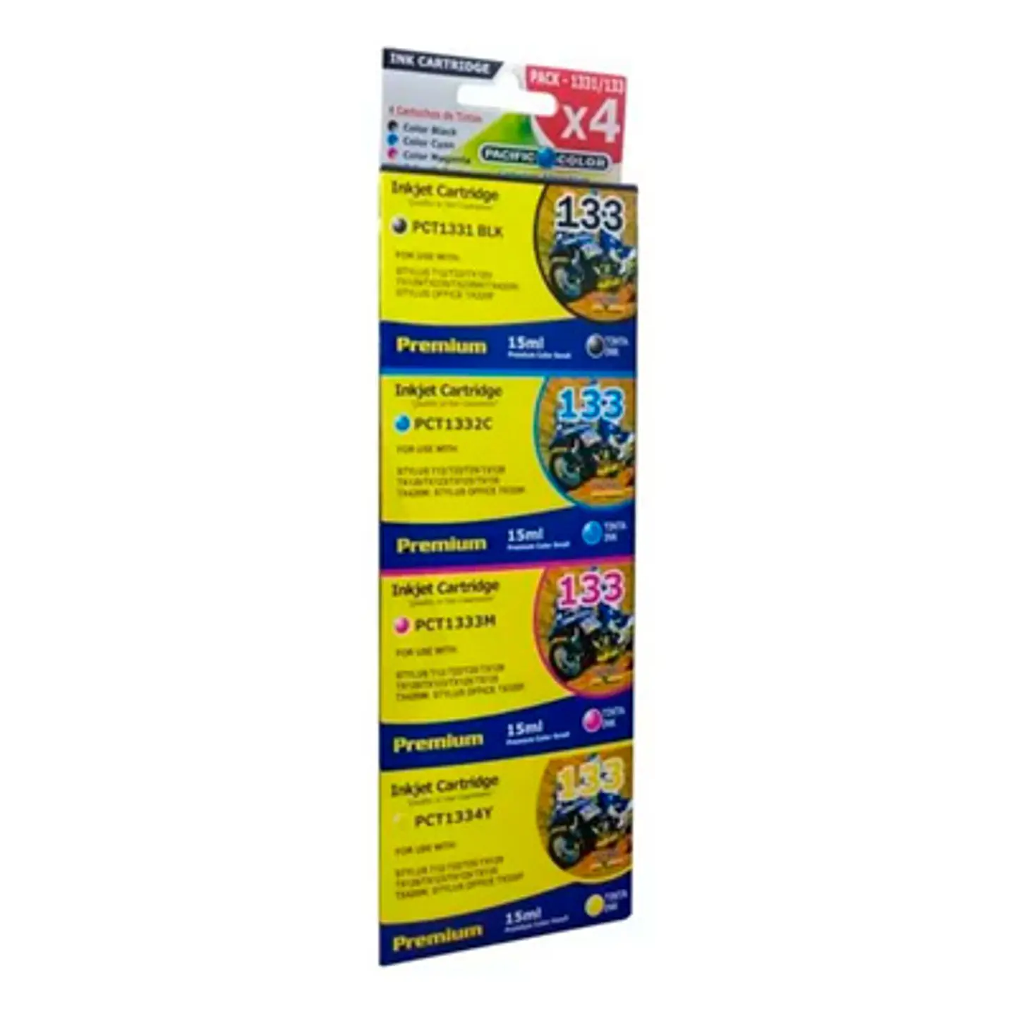 PACK TINTAS EPSON 133 ALTERNATIVAS PACIFIC COLOR 4X15ML 1