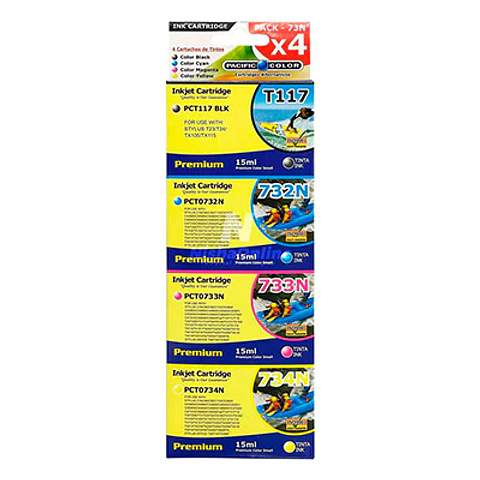 Pack Tinta Alternativa Pacific Color T117/732N/733N/734N COMPATIBLES CON EPSON