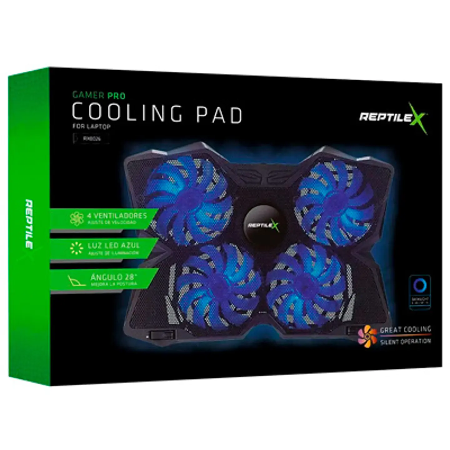 VENTILADOR GAMER REPTILEX | 4 VENTILADORES LED AZUL 1