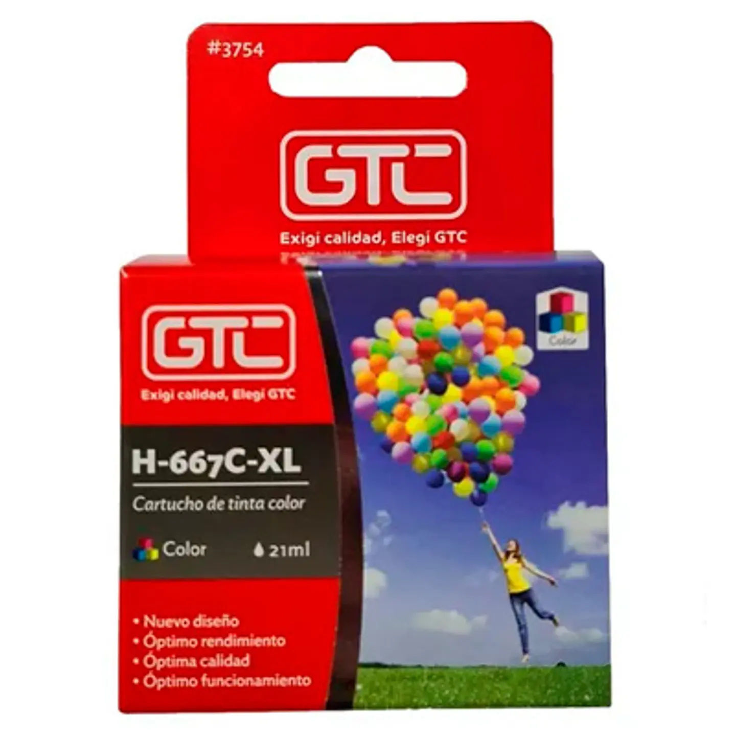 CARTUCHO TINTA GTC 667 XL COLOR 21ML COMPATIBLE CON HP DESKJET 1