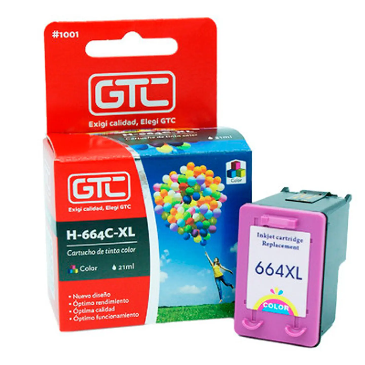 CARTUCHO TINTA GTC 664 XL TRICOLOR 22ML COMPATIBLE CON HP DESKJET 1