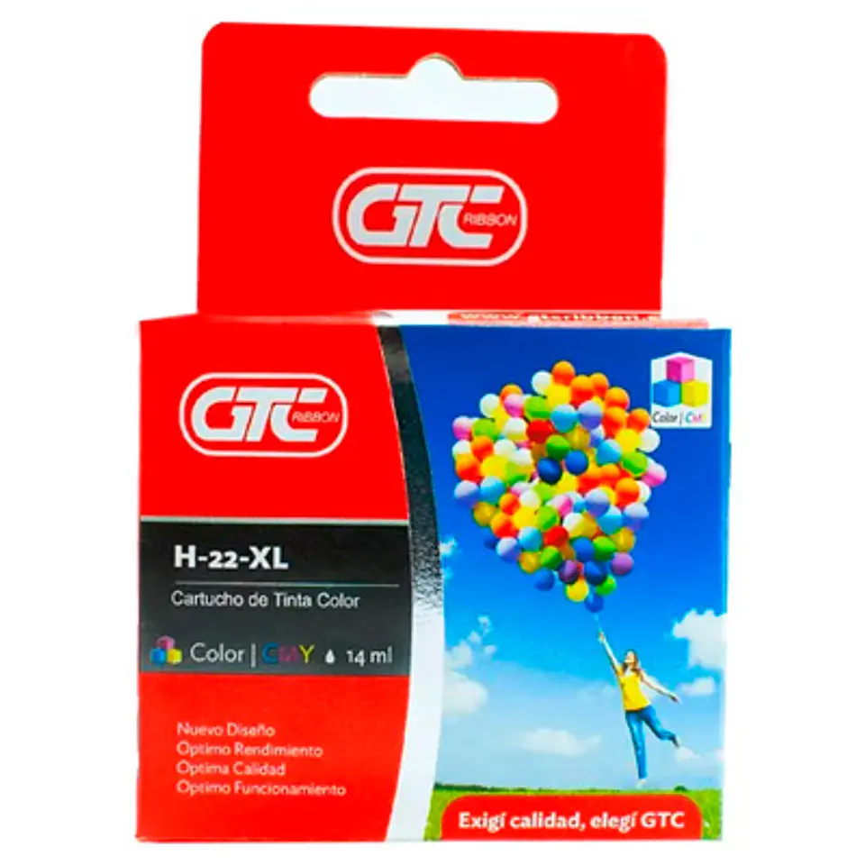 CARTUCHO TINTA GTC 22 XL COLOR 14ML COMPATIBLE CON HP DESKJET 2