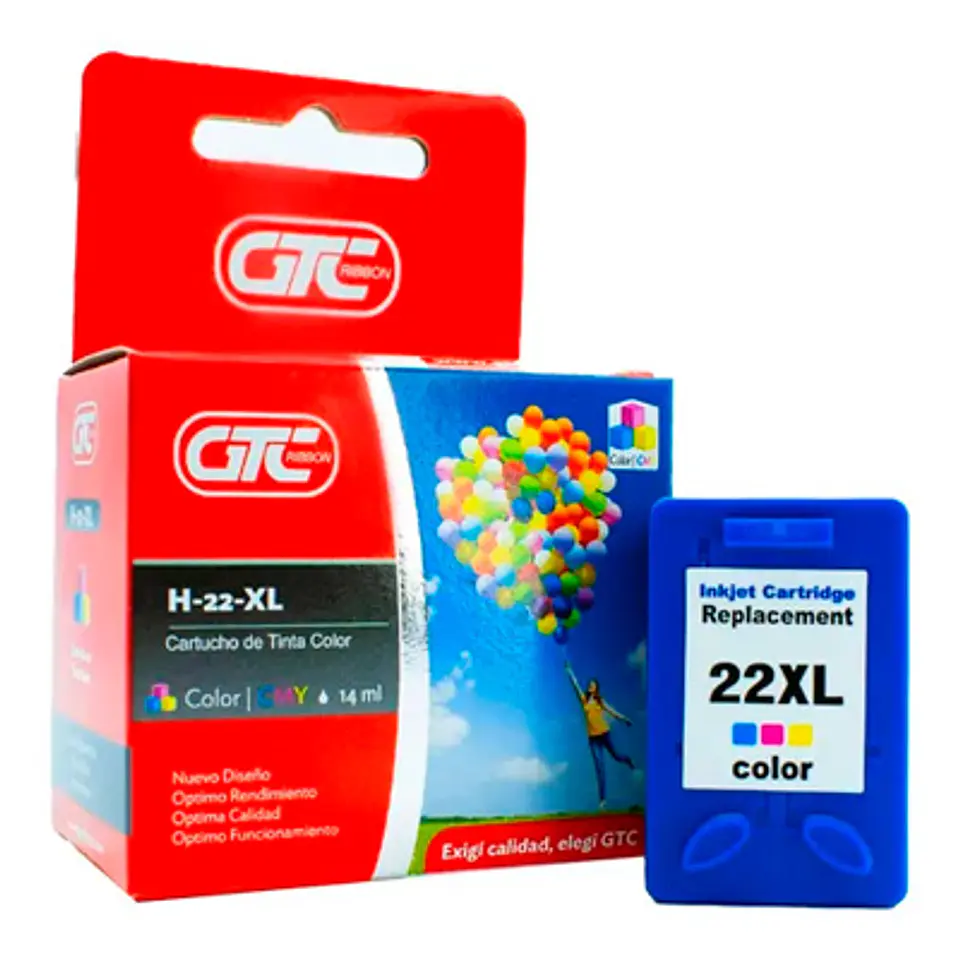 CARTUCHO TINTA GTC 22 XL COLOR 14ML COMPATIBLE CON HP DESKJET 1