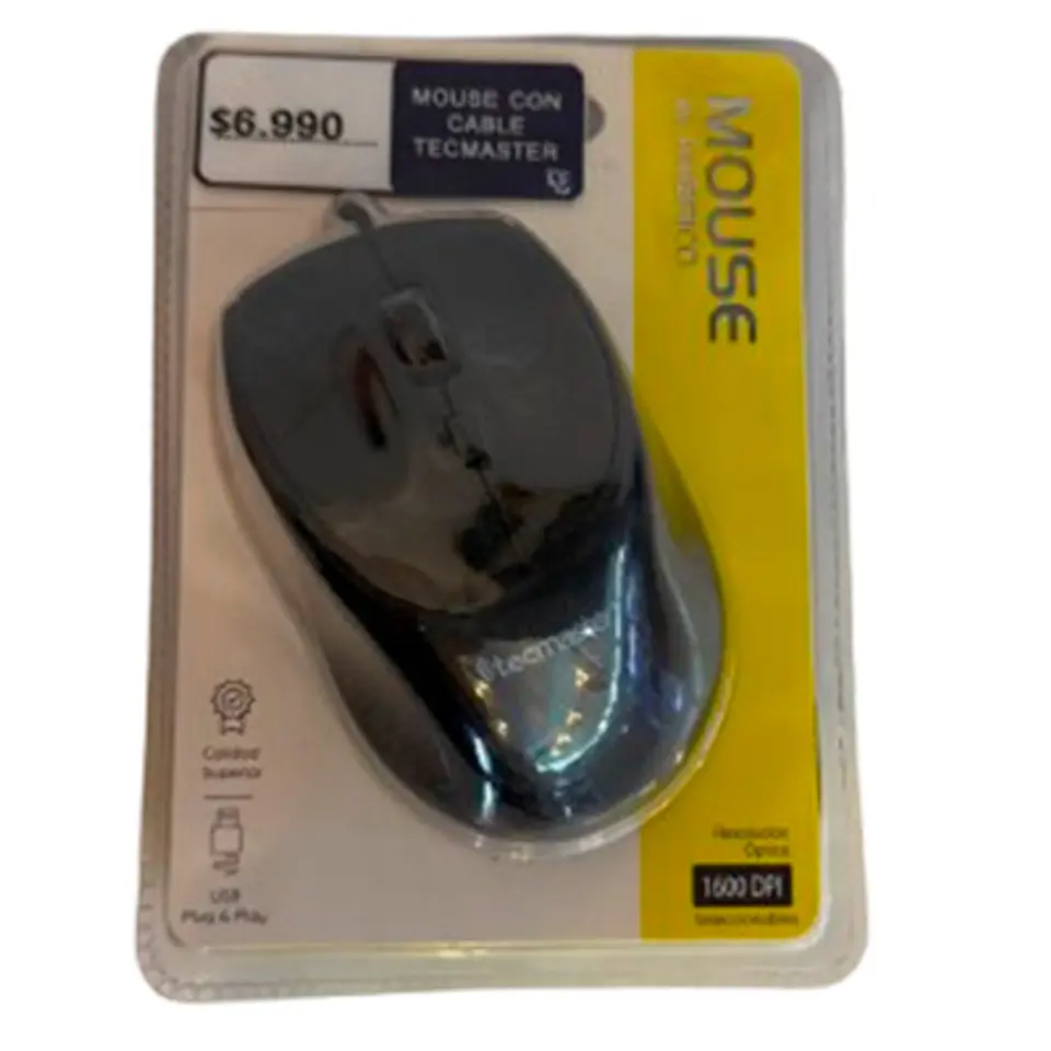MOUSE ÓPTICO TECMASTER 1600 DPI USB CABLEADO 2