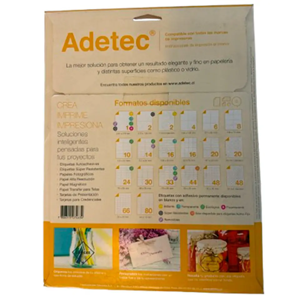 25 ETIQUETAS TRANSPARENTES ADETEC 216×279 MM INKJET/LÁSER 2