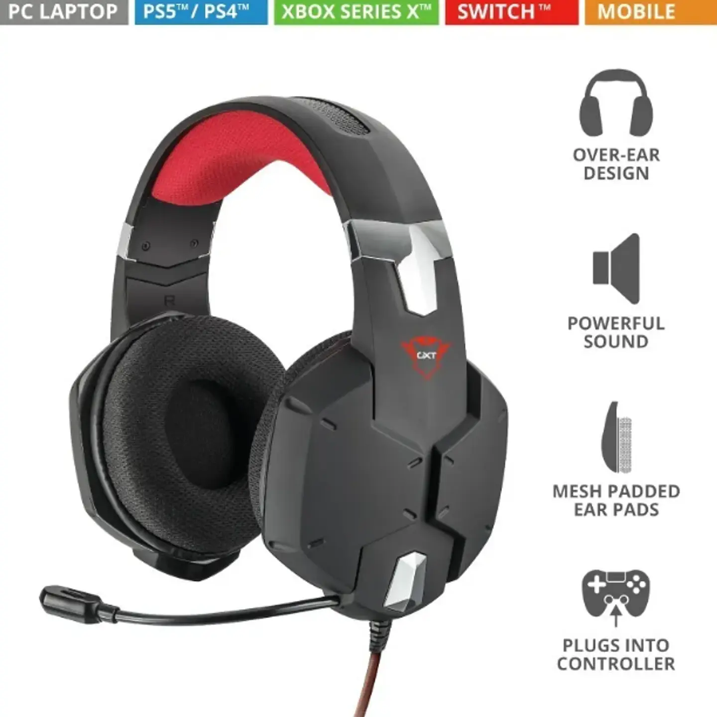 AURICULARES GAMER TRUST GXT 322 C/MICRO NEGRO ROJO 2