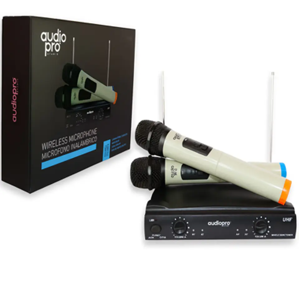 MICRÓFONO INALÁMBRICO DUAL AUDIO PRO AP02040 UHF 2