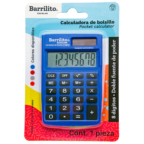 Calculadora de Bolsillo Barrilito 8045CBB 8 Dígitos