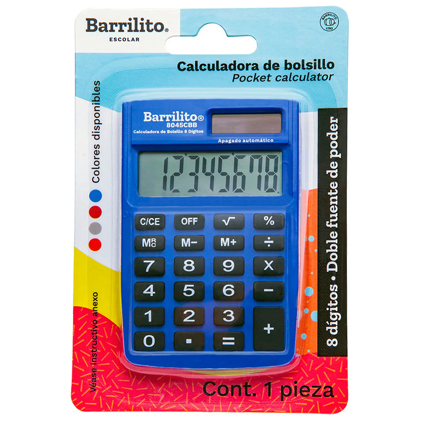 Calculadora de Bolsillo Barrilito 8045CBB 8 Dígitos 1