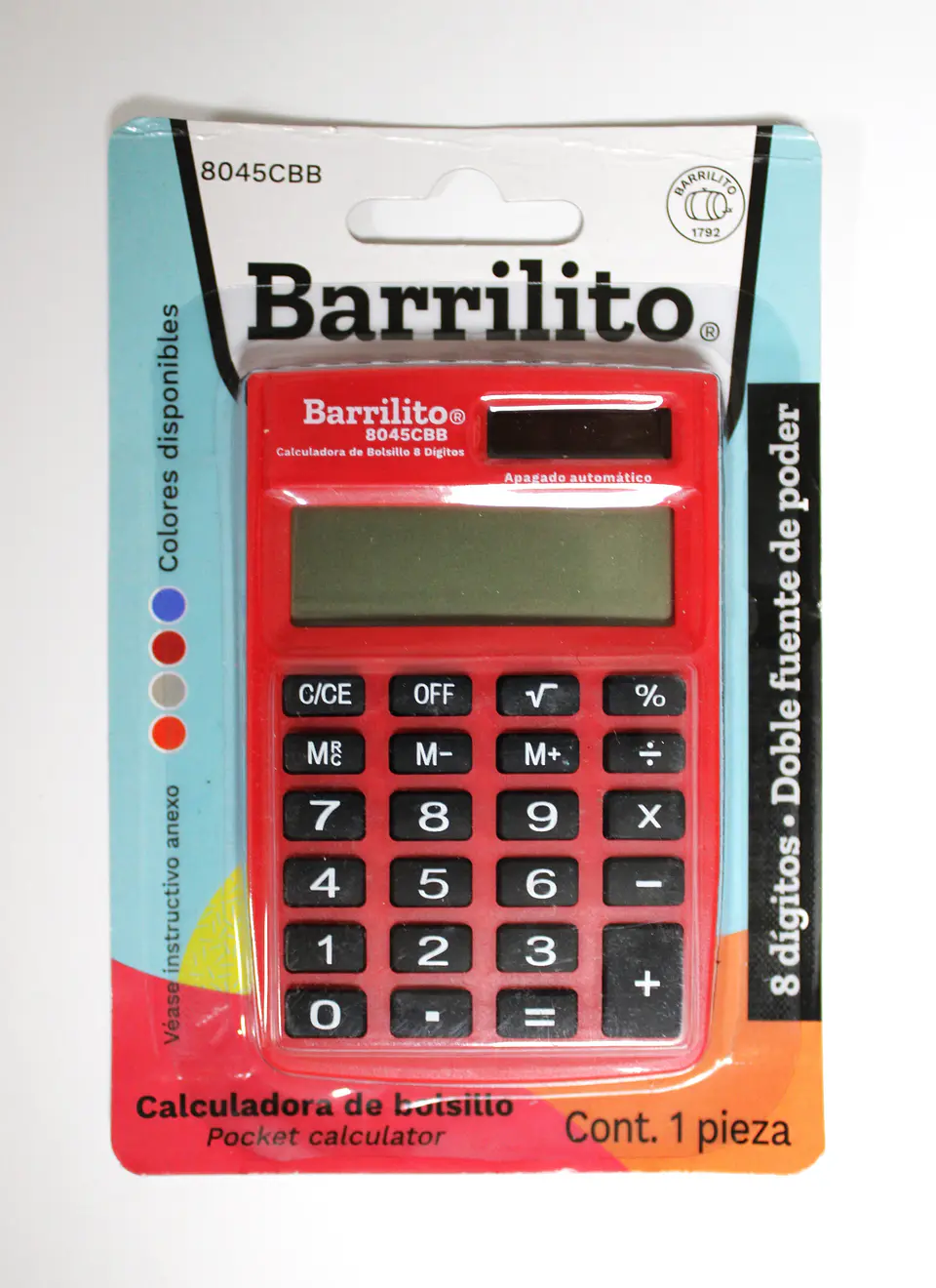 Calculadora de Bolsillo Barrilito 8045CBB 8 Dígitos 2