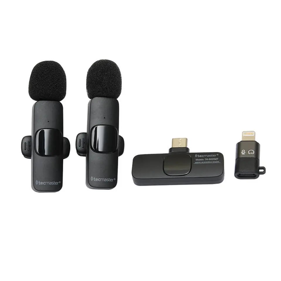 Pack 2 Micrófonos Inalámbricos TecMaster TM-300527 USB-C Lightning 1