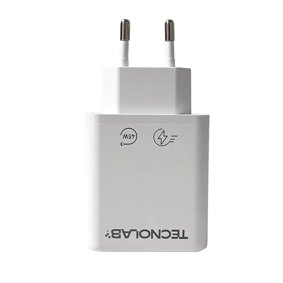 Cargador TecnoLab TL810 45W USB-C PD + USB-A QC 3.0 Blanco 1