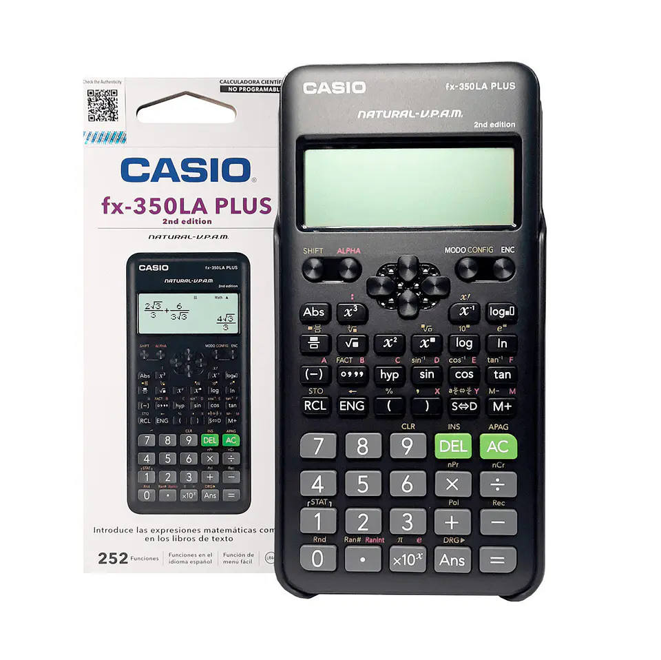 Calculadora Científica Casio fx-350LA PLUS 2.ª Edición 252 Funciones Negra 1