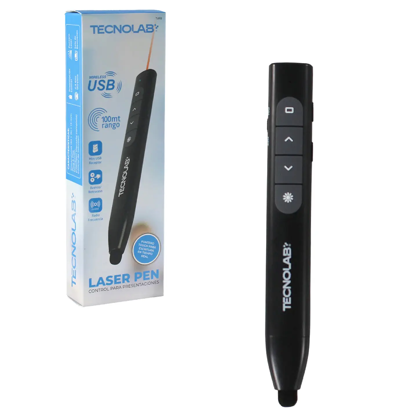 Puntero Láser TecnoLab TL822 Inalámbrico 2.4 GHz 100 m para Presentaciones 1