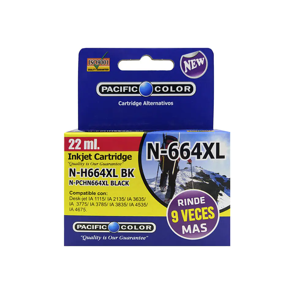 Pack Cartuchos Pacific Color Compatible HP 664XL Negro + Tricolor Alto Rendimiento 3