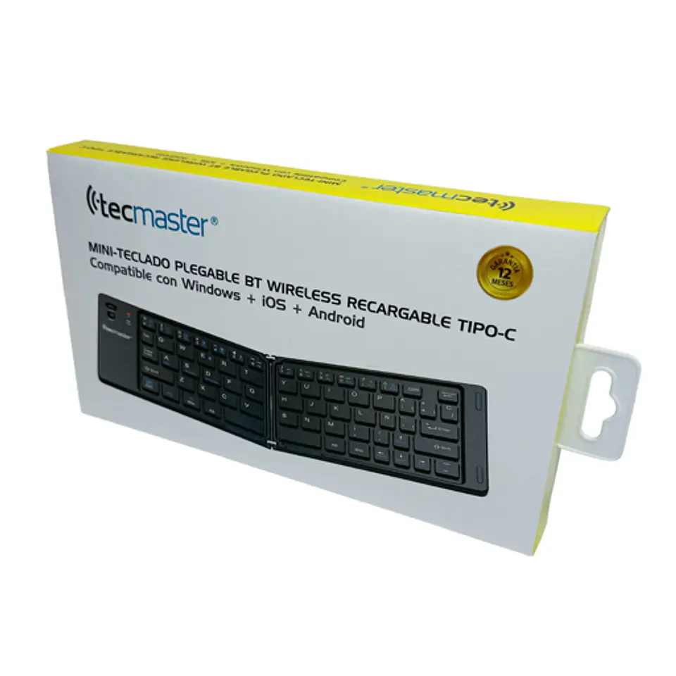 Teclado Plegable Tecmaster TM-100563-BK Bluetooth 5.3 USB-C Negro 4