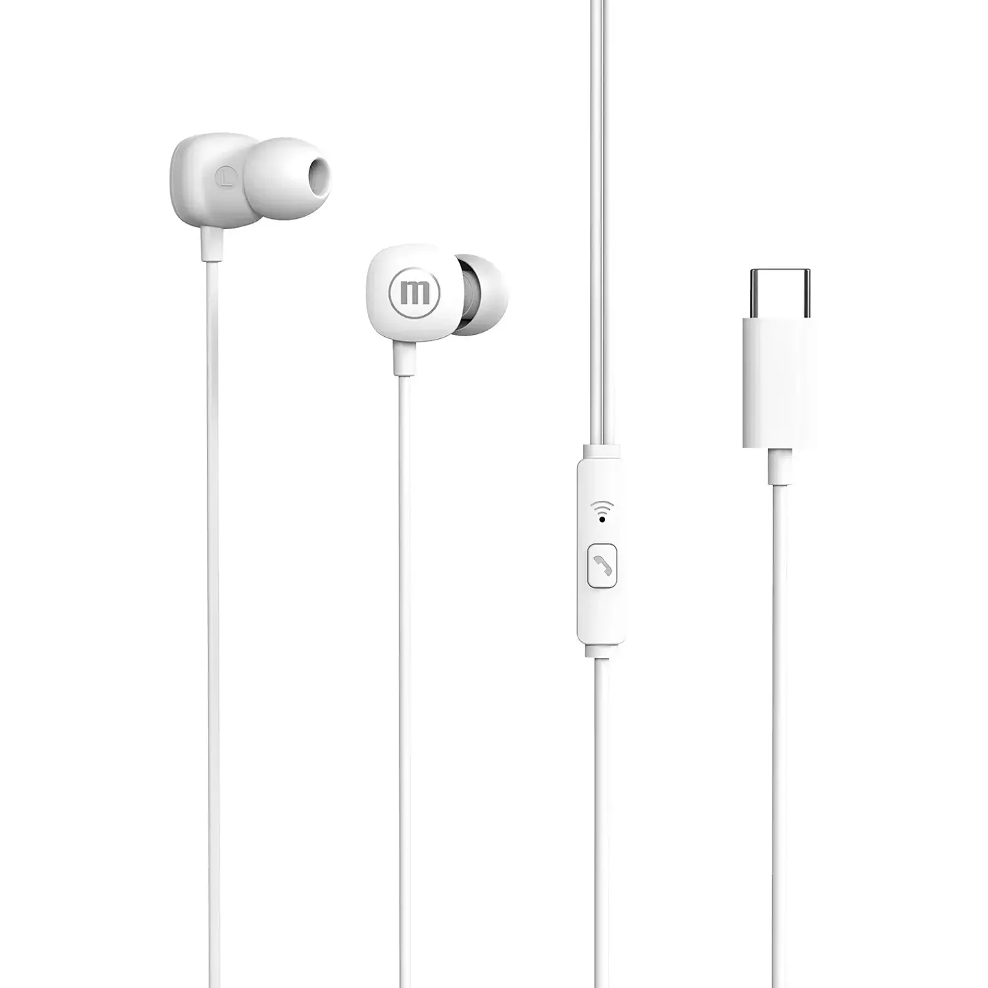Audífonos In-Ear Maxell Square+ USB-C con Micrófono Blanco 1