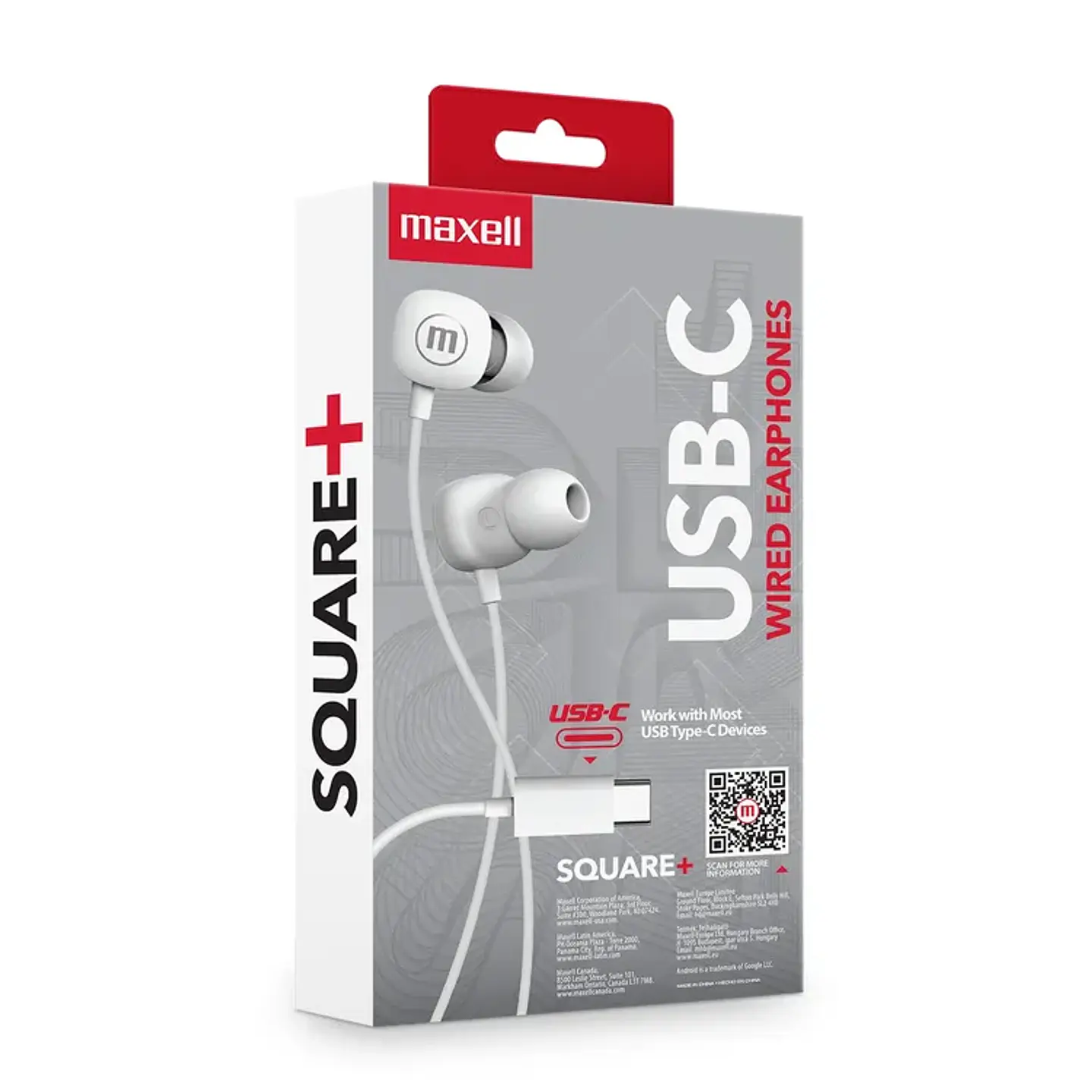 Audífonos In-Ear Maxell Square+ USB-C con Micrófono Blanco 2