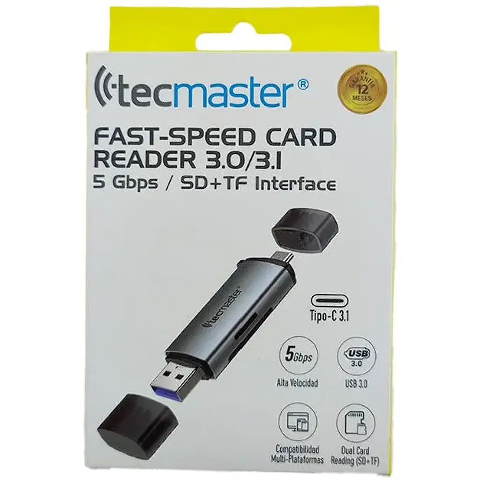 Lector de Tarjetas TecMaster TM-100565 USB-C y USB 3.0 SD/TF 3