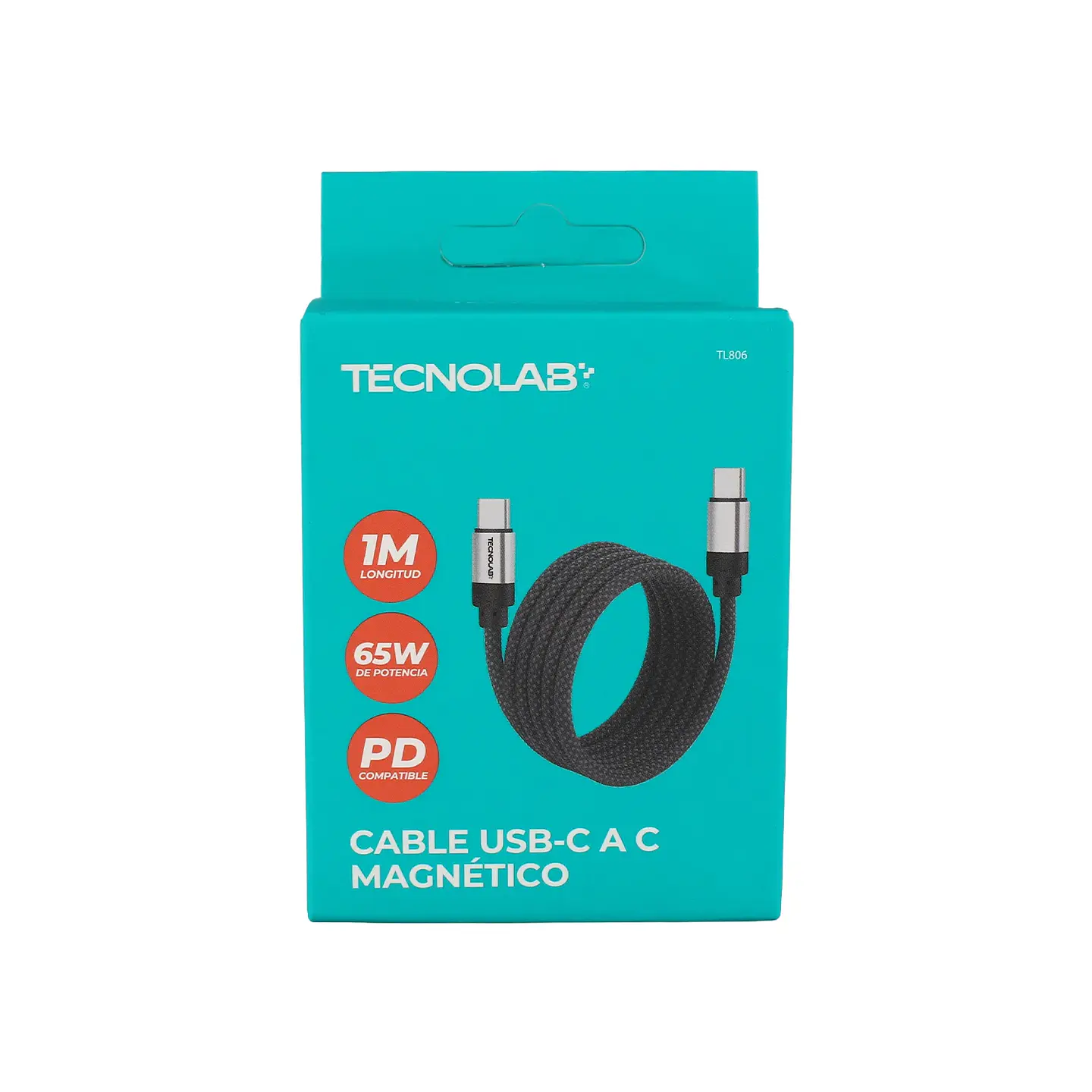 Cable Magnético Tecnolab USB-C a USB-C 65 W 1 m Negro 1