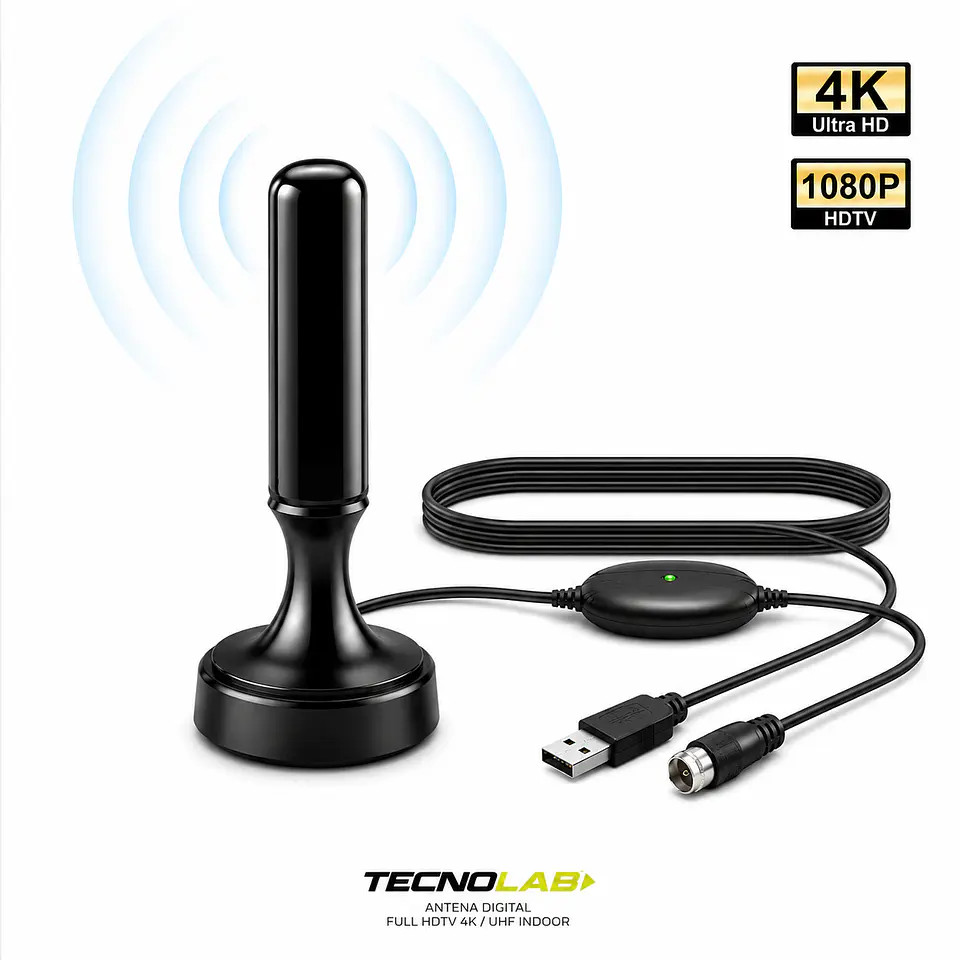 Antena TV Digital Tecnolab TL590 Amplificada 5 m Full HD / 4K 4