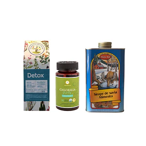 Pack Sirope de Savia 500 ml (Jarabe de arce y palma) + Infusión de Hierbas + Chlorella