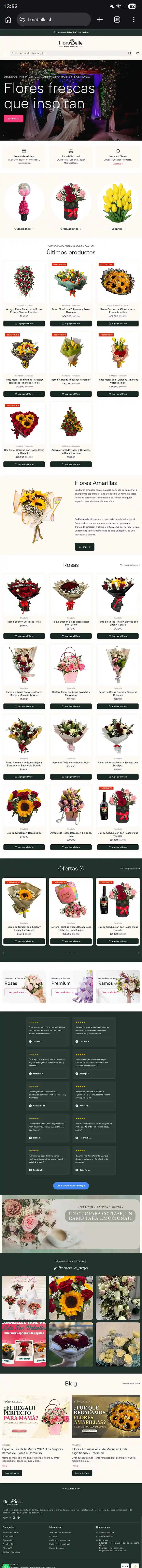 Diseño de tienda Jumpseller Florabelle realizado por Sitestore.cl