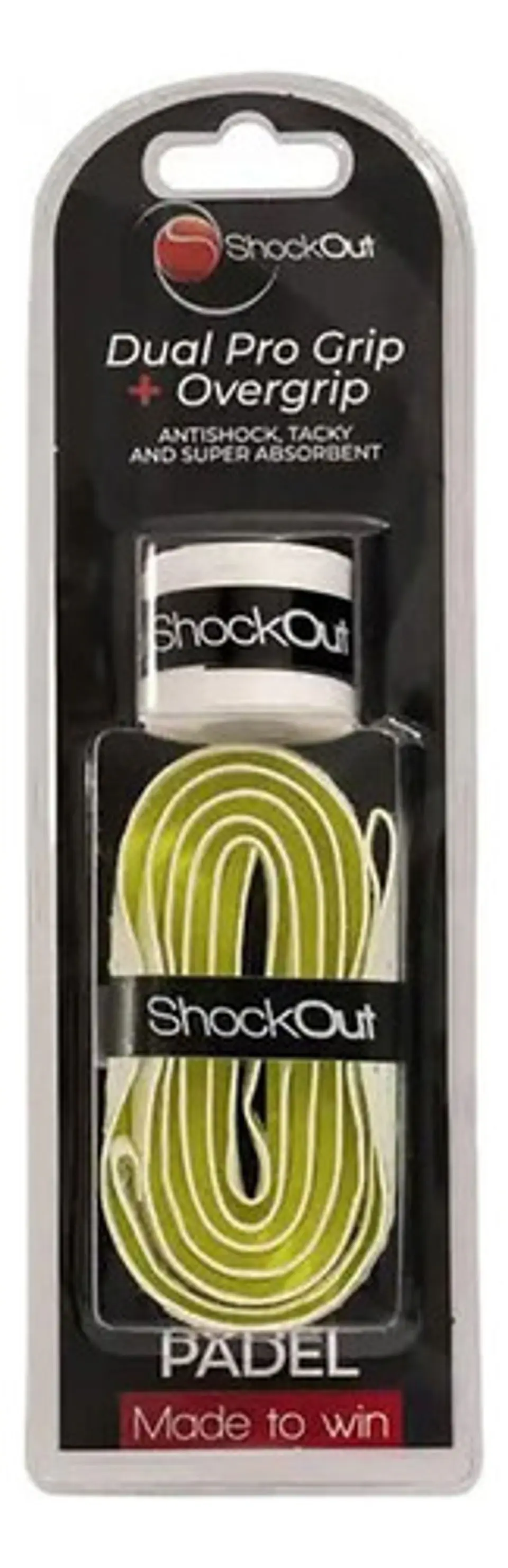 Dual Pro Grip + Overgrip - Shockout ( Opciones De Color ) Color Blanco-amarillo 1