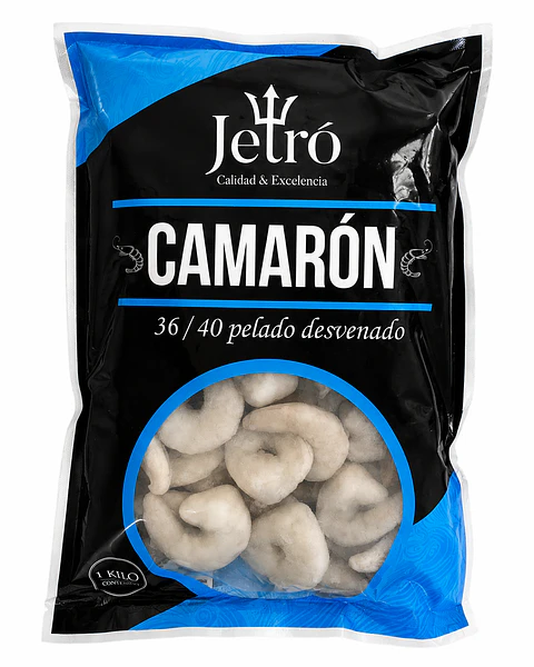 Camarón 36/40 Jetro Desvenado Sin Cascara Crudo 1Kg.