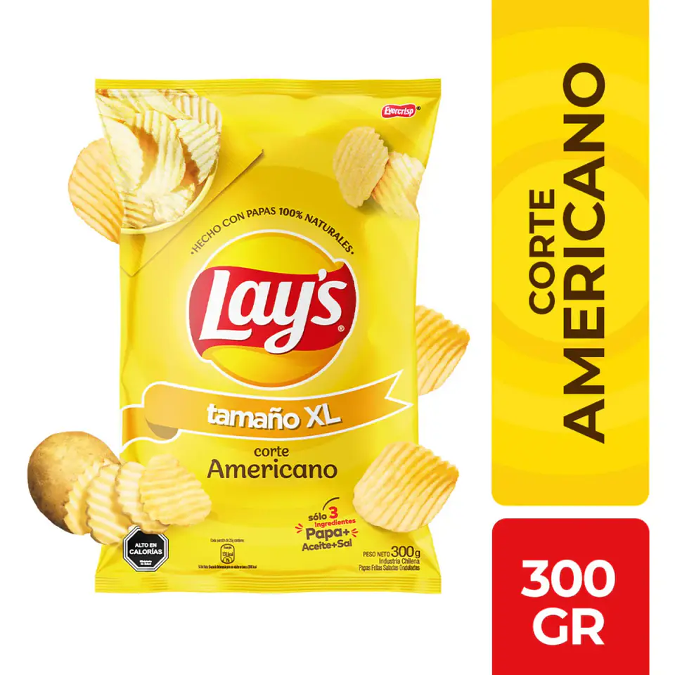 Papas Fritas Lays Corte Americano XL 300gr. 1