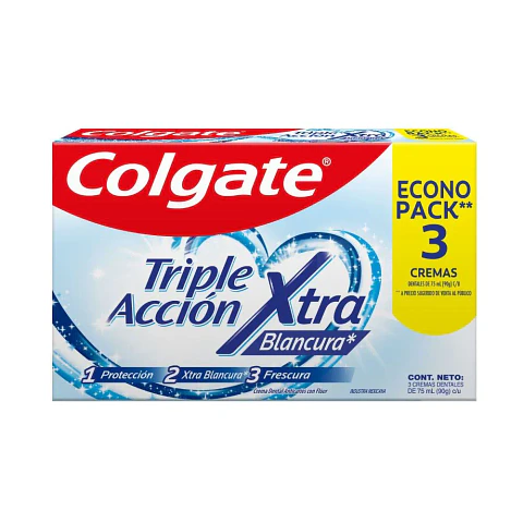 Pasta Dental Triple Accion Xtra Blancura 3x75gr.