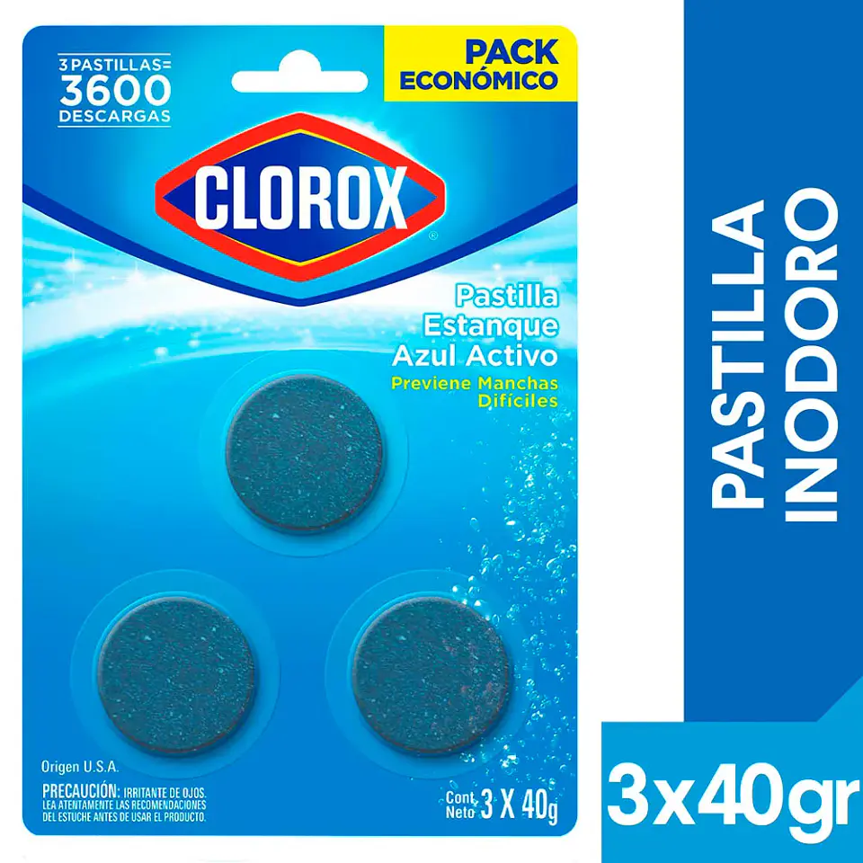 Pastilla para Estanque Azul Clorox 3x40gr. 1