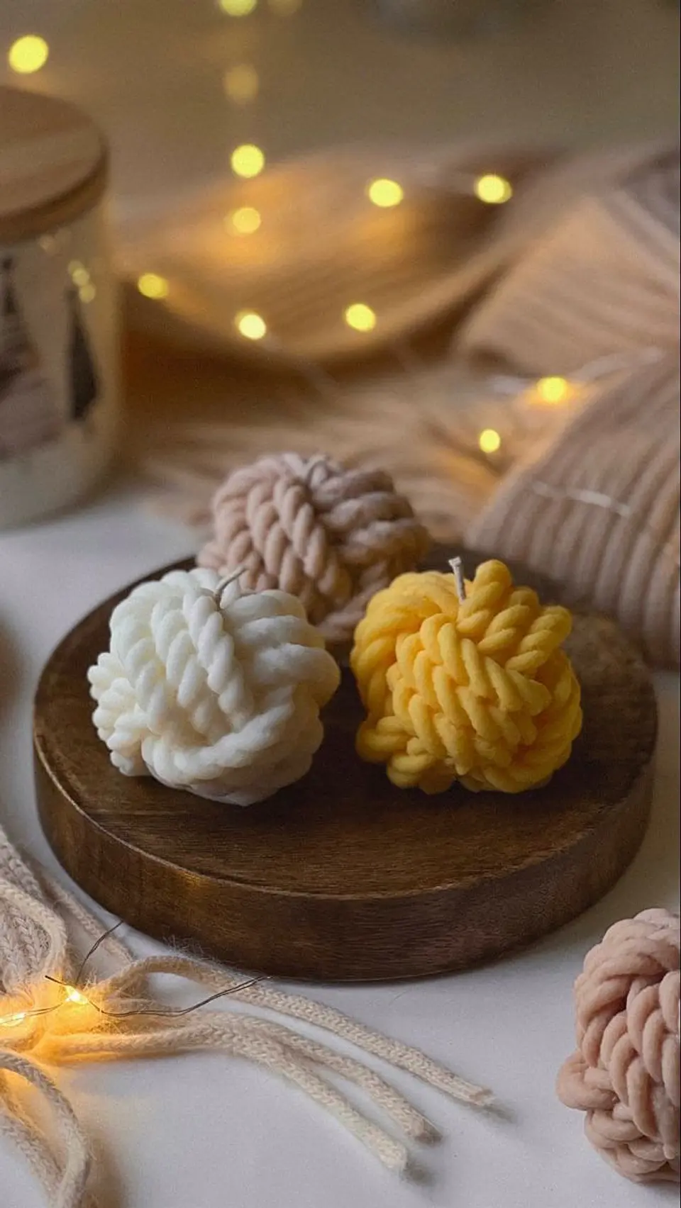 Vela Aromática Artesanal Ovillo Lana (colores) 1