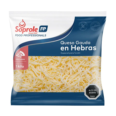 Queso Gauda en Hebras Pro Soprole 1Kg.