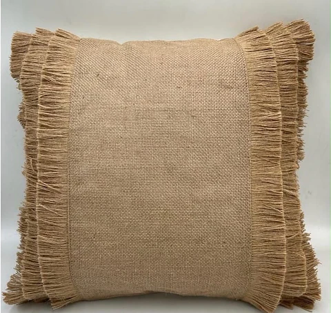 Cojin Cuadrado Estilo Boho Arpillera + Relleno Unidad