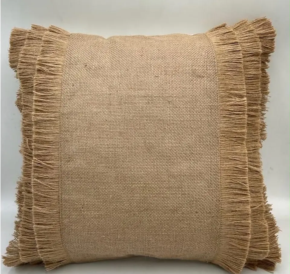 Cojin Cuadrado Estilo Boho Arpillera + Relleno Unidad 1