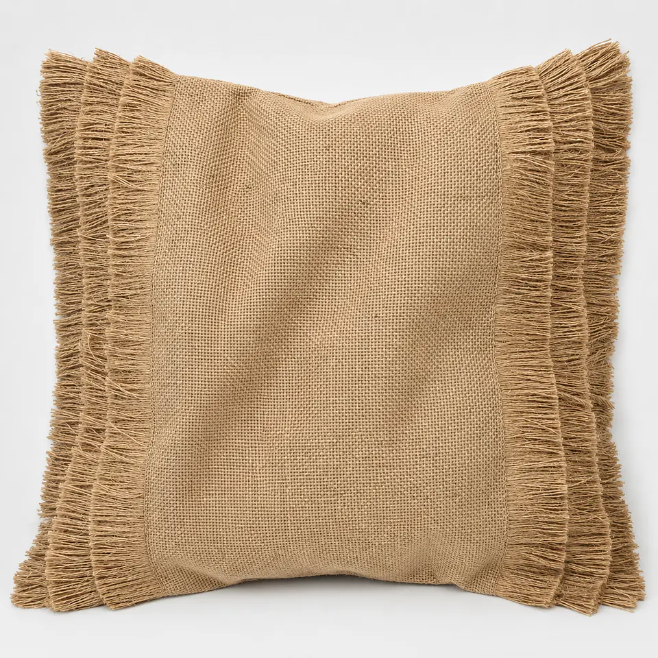 Cojin Cuadrado Estilo Boho Arpillera + Relleno Unidad 2