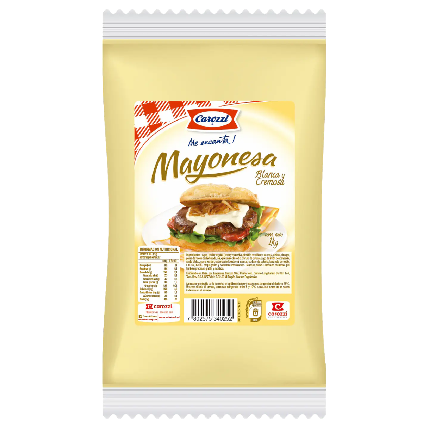 Mayonesa Carozzi Bolsa 1Kg. 1