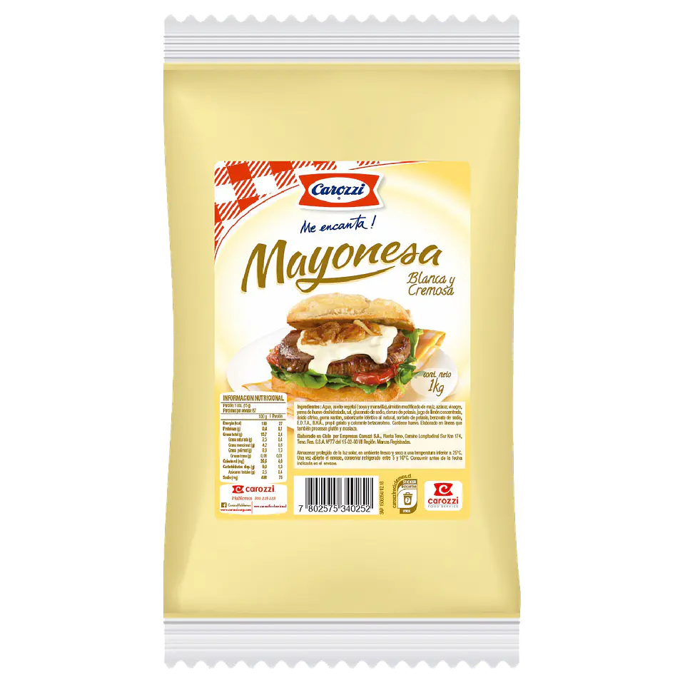 Mayonesa Carozzi Bolsa 1Kg. 1