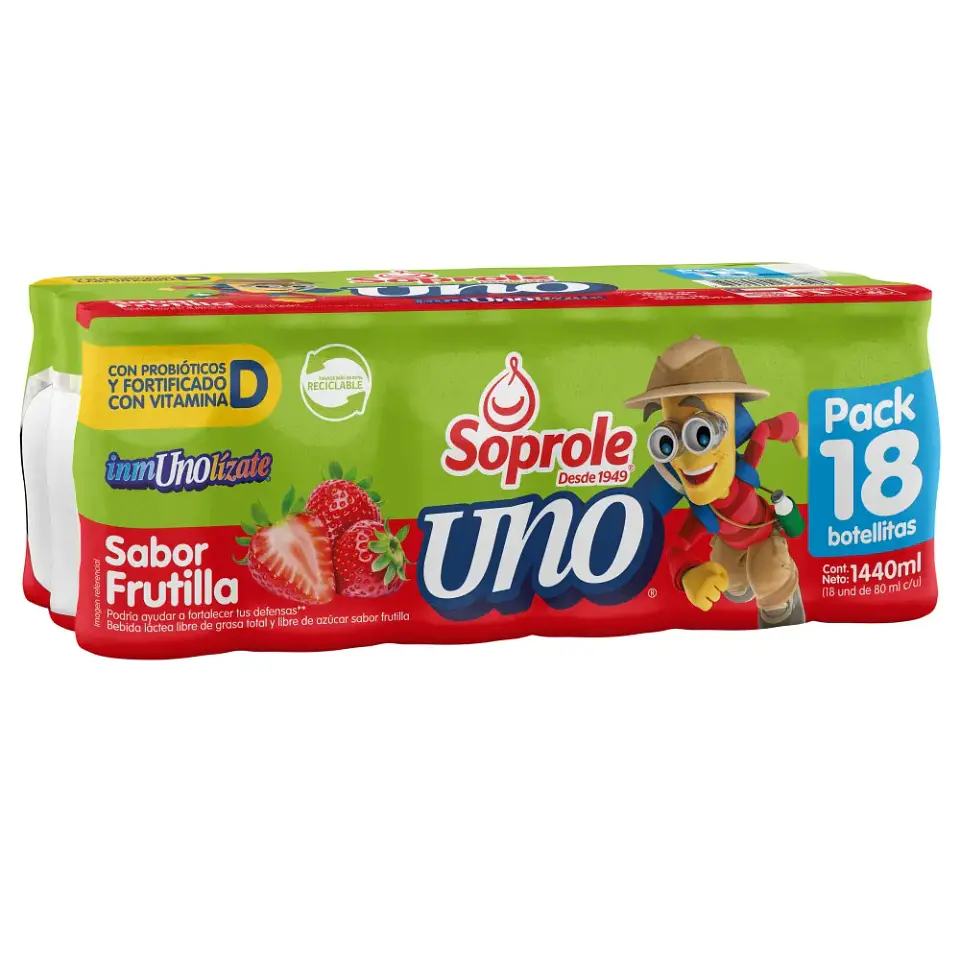 Pack Probioticos Uno al Dia Frutilla Soprole 18un. 1